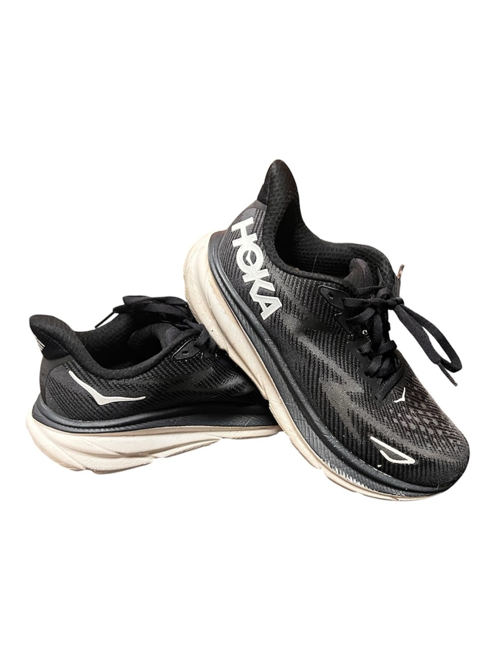 EUC - Hoka One One Women’s Clifton 9 - Size 7D (WIDE), Black & White